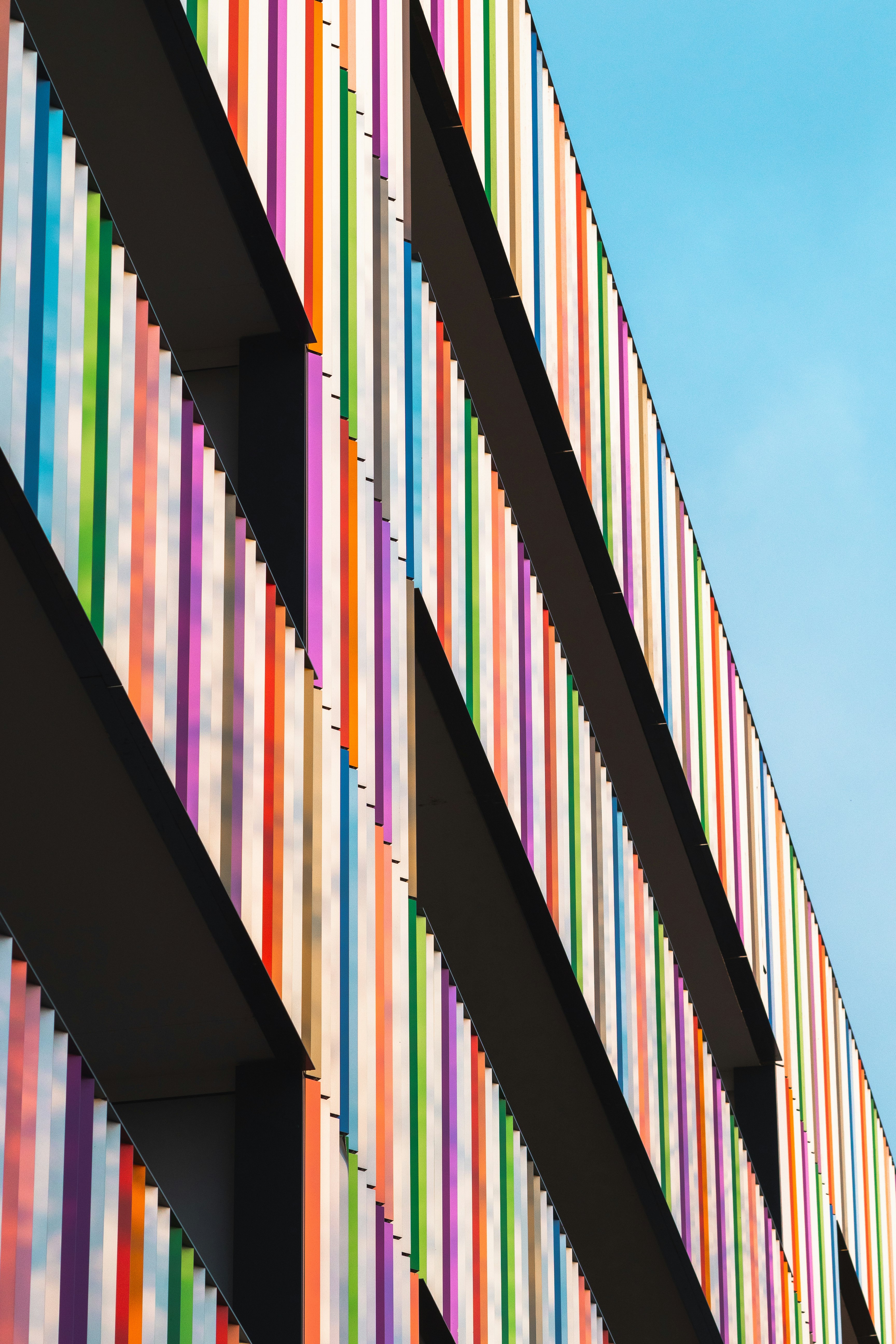 orange and blue concrete building